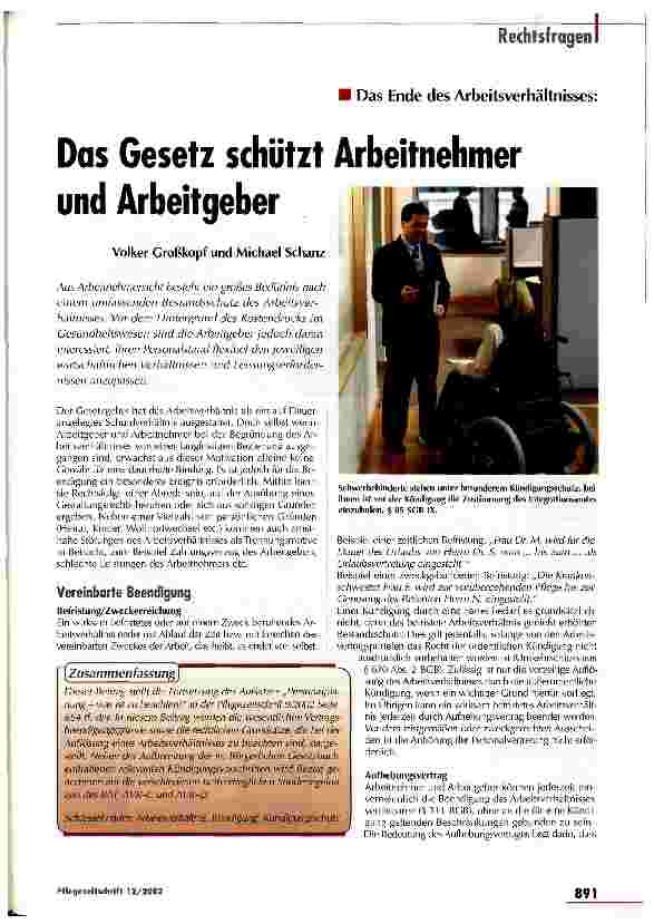Vorschauseite 1: Das Gesetz schützt Arbeitnehmer und Arbeitgeber