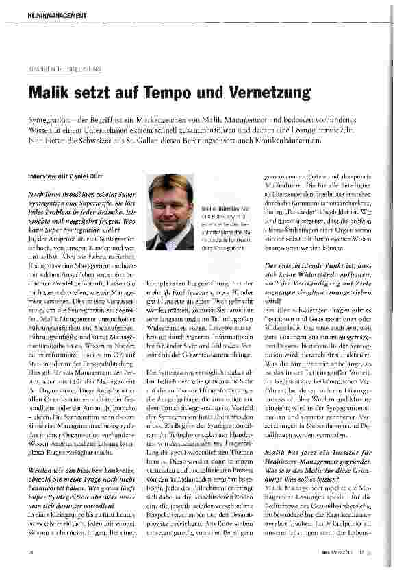 Vorschauseite 1: Malik setzt auf Tempo und Vernetzung