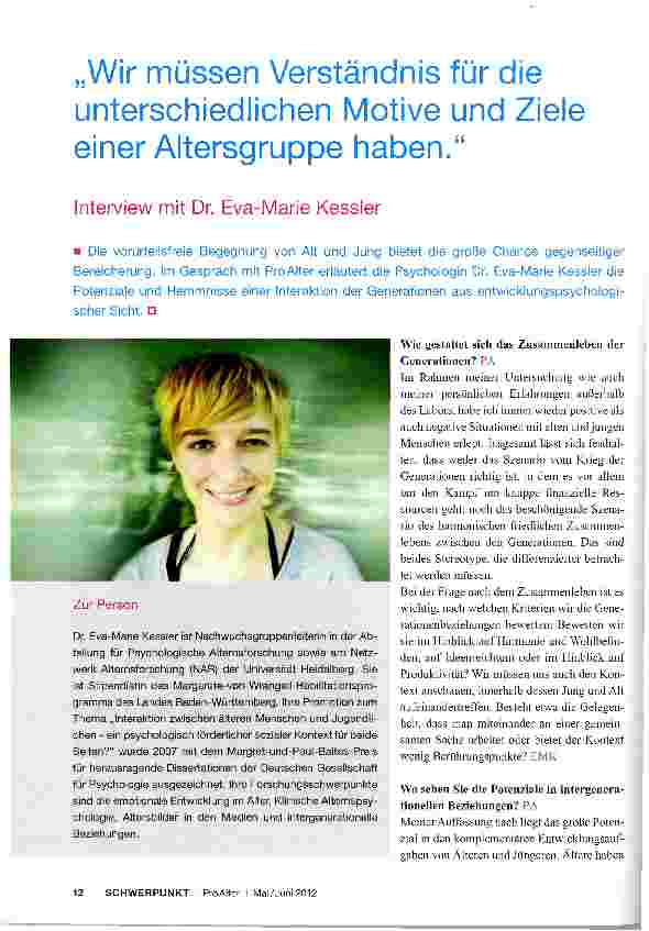 Vorschauseite 1: „Wir müssen Verständnis für die unterschiedlichen Motive und Ziele einer Altersgruppe haben.