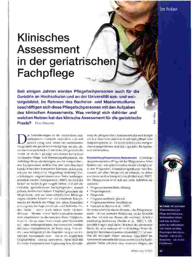 Vorschauseite 1: Klinisches Assessment in der geriatrischen Fachpflege