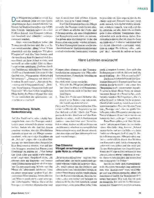 Vorschauseite 2: Hier die Kriterien, da die Pflege