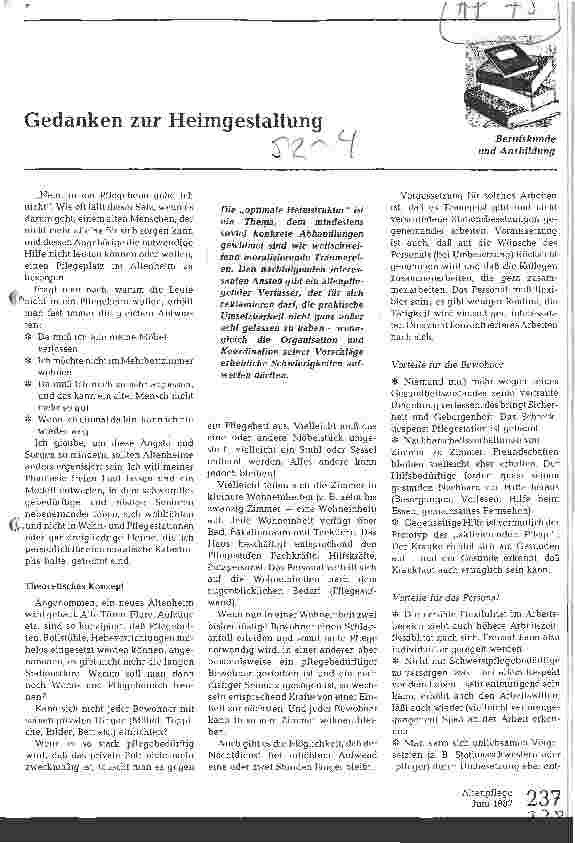 Vorschauseite 1: Gedanken zur Heimgestaltung
