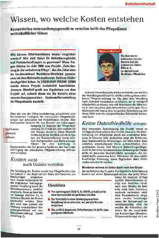 Vorschauseite 1: Wissen, wo welche Kosten entstehen