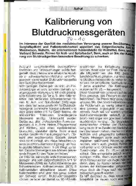 Vorschauseite 1: Kalibrierung von Blutdruckmeßgeräten