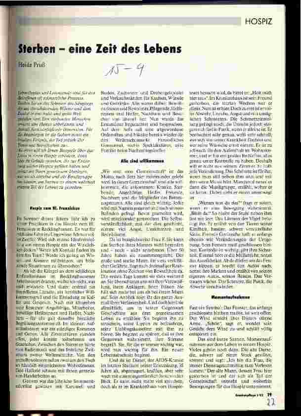 Vorschauseite 1: Sterben - eine Zeit des Lebens
