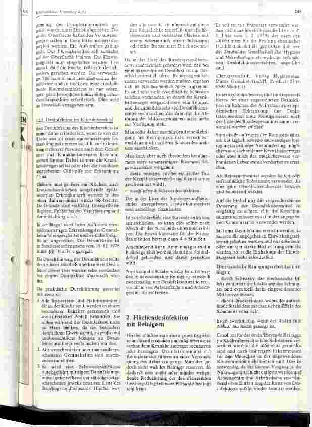 Vorschauseite 2: Besondere Fragen der Desinfektion und Reinigung in Küchen unter besonderer Berücksichtigung der Krankenhausküchen