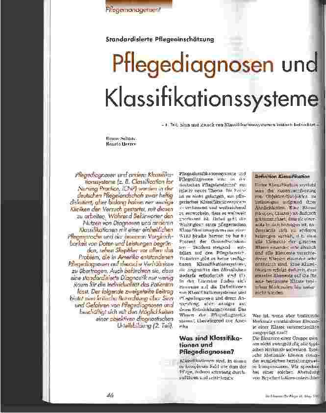 Vorschauseite 1: Pflegediagnosen und Klassifikationssysteme
