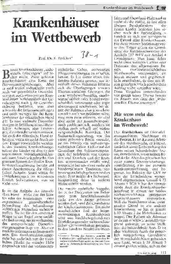 Vorschauseite 1: Krankenhäuser im Wettbewerb
