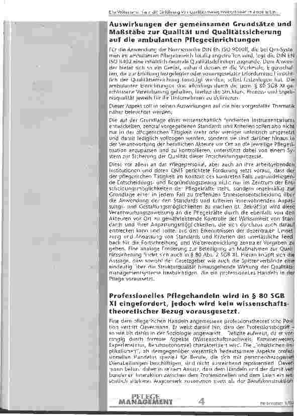 Vorschauseite 4: Kann die Einführung von Qualitätsmanagementsystemen in ambulanten Pflegeeinrichtungen zur Professionalisierung beitragen?