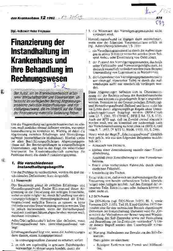 Vorschauseite 1: Finanzierung der Instandhaltung im Krankenhaus und ihre Behandlung im Rechnungswesen