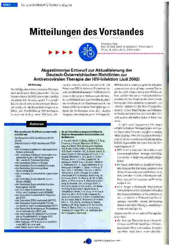 Vorschauseite 1: Mitteilungen des Vorstandes