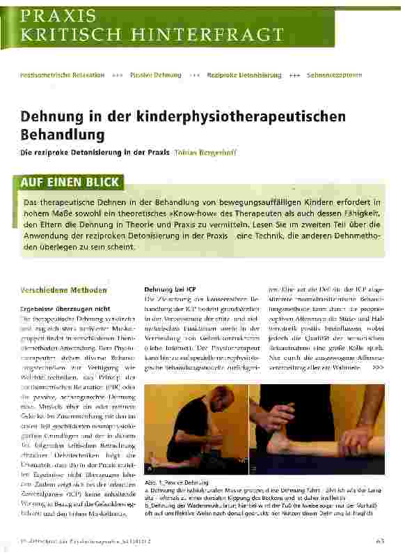 Vorschauseite 1: Dehnung in der kinderphysiotherapeutischen Behandlung