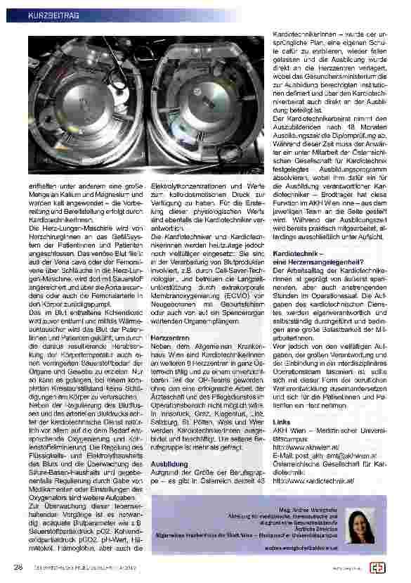 Vorschauseite 2: Kardiotechnik im AKH Wien eine Herzensangelegenheit