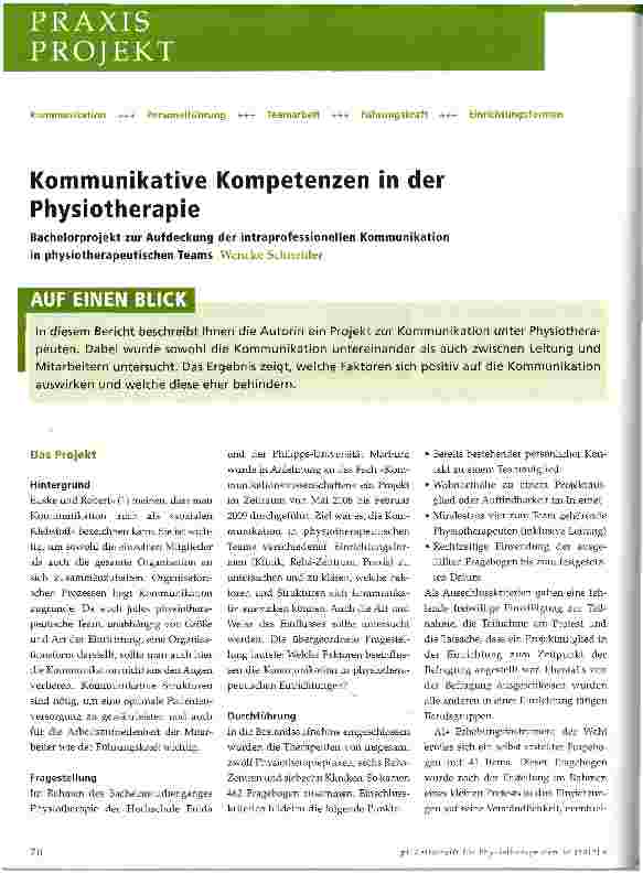 Vorschauseite 1: Kommunikative Kompetenzen in der Physiotherapie