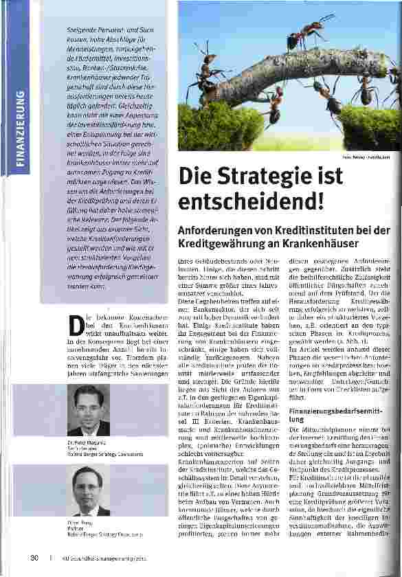 Vorschauseite 1: Die Strategie ist entscheidend! Anforderungen von Kreditinstituten bei der Kreditgewährung an Krankenhäuser