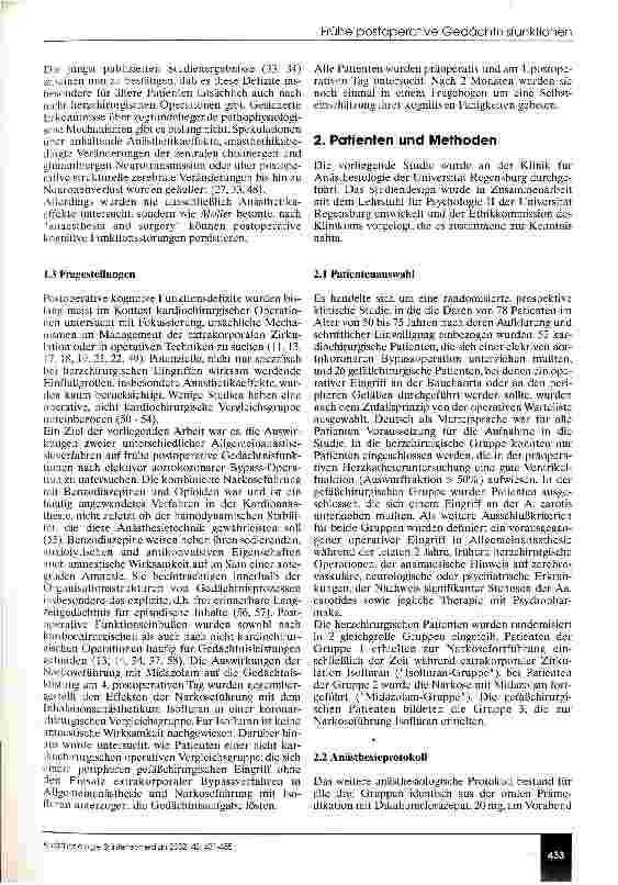 Vorschauseite 3: Frühe postoperative Gedächtnisfunktionen bei kardiochirurgischen Patienten