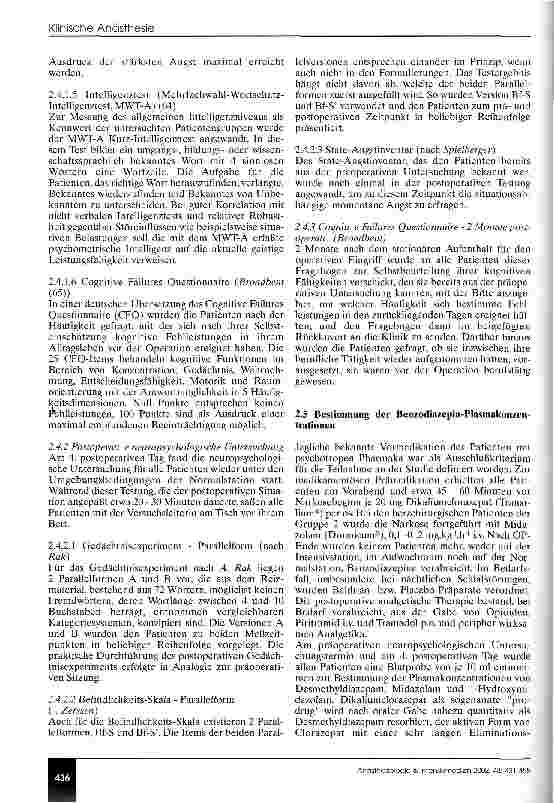 Vorschauseite 6: Frühe postoperative Gedächtnisfunktionen bei kardiochirurgischen Patienten