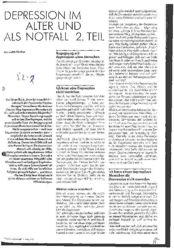 Vorschauseite 1: Depression im Alter als Notfall 2. Teil