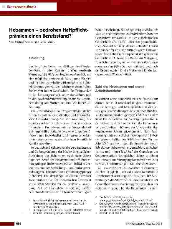 Vorschauseite 1: Hebammen - bedrohen Haftpflichtprämien einen Berufsstand?