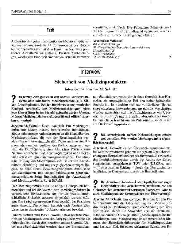 Vorschauseite 1: Sicherheit von Medizinprodukten