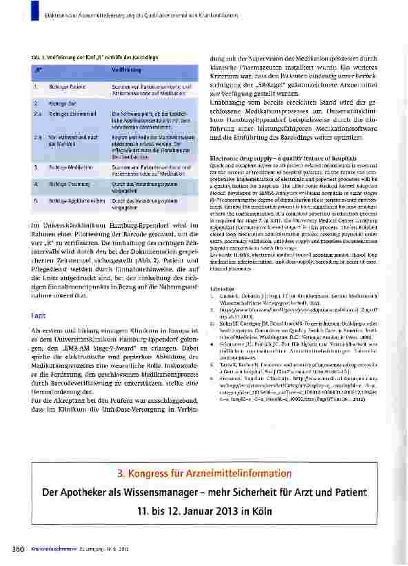 Vorschauseite 5: Elektronische Arzneimittelversorgung als Qualitätsmerkmal von Krankenhäusern