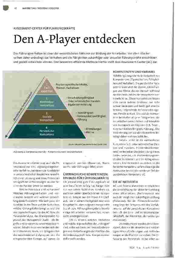 Vorschauseite 1: ASSESSMENT-CENTER FÜR FÜHRUNGSKRÄFTEDen A-Player entdecken