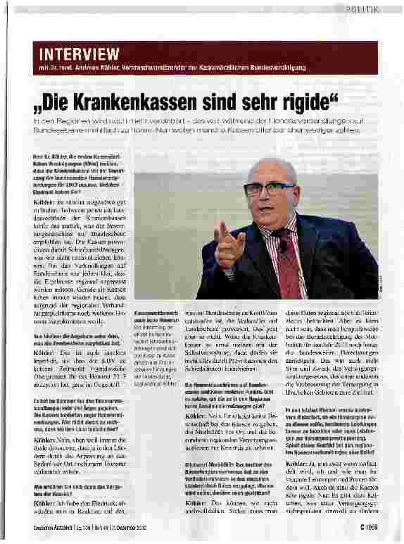 Vorschauseite 1: „Die Krankenkassen sind sehr rigide
