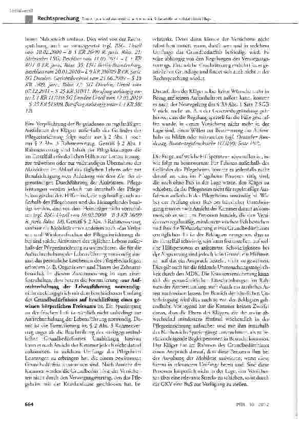 Vorschauseite 5: Zum Anspruch auf eine elektrische Bremsund Schiebehilfe bei vollstationärer PflegeSGB XI § 75 Abs. 1; SGB V § 33 Abs. 1 Satz 1 und 2, § 34 Abs. 4