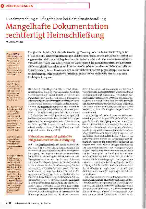 Vorschauseite 1: Mangelhafte Dokumentation rechtfertigt Heimschließung
