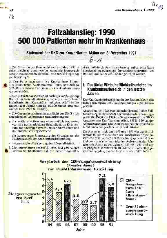 Vorschauseite 1: Fallzahlanstieg: 1990 500 000 Patienten mehr im Krankenhaus