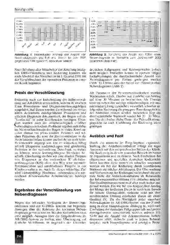 Vorschauseite 4: Die Anästhesieambulanz in DRG-Zeiten Zentrale Kodierung von Nebendiagnosen - eine neue Aufgabe