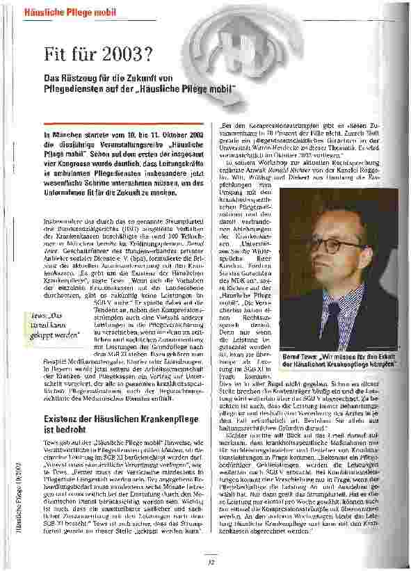 Vorschauseite 1: Fit für 2003?