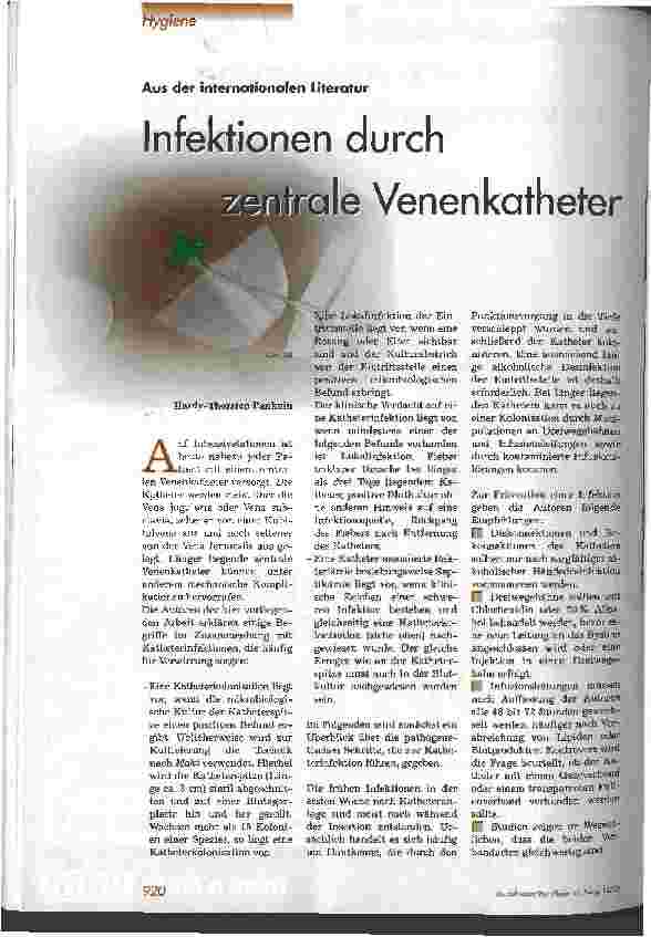 Vorschauseite 1: Infektionen durch zentrale Venenkatheter