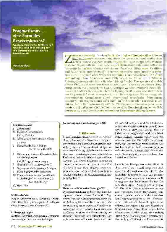 Vorschauseite 1: Pragmatismus -eine Form des Gesetzesbruchs?