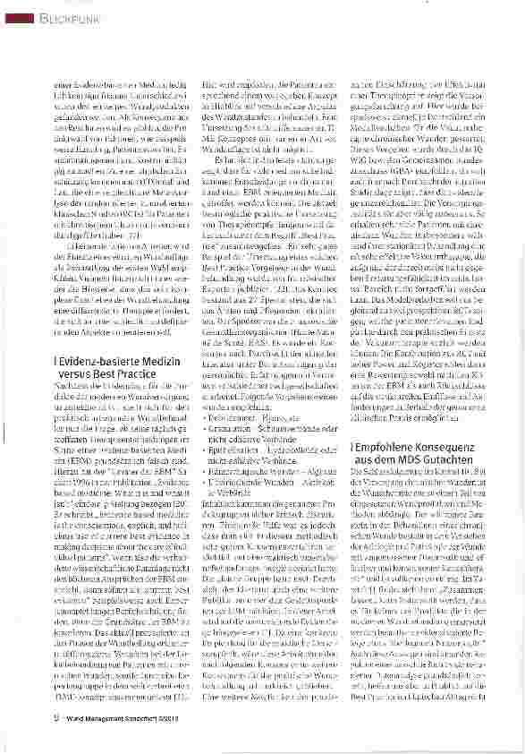 Vorschauseite 3: Evidenz-basierte Medizin versus Best Practice:Wie entwickelt sich die Behandlung des chronischen Ulcus cruris in Deutschland?