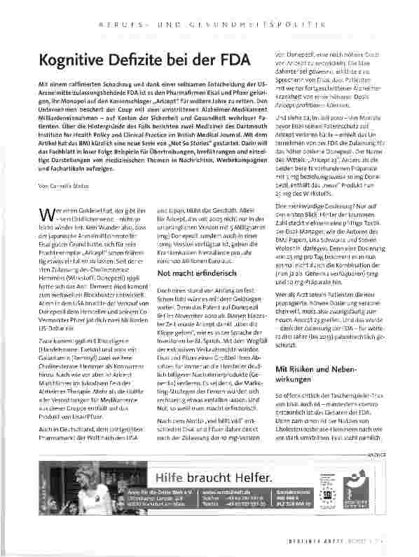 Vorschauseite 1: Kognitive Defizite bei der FDA