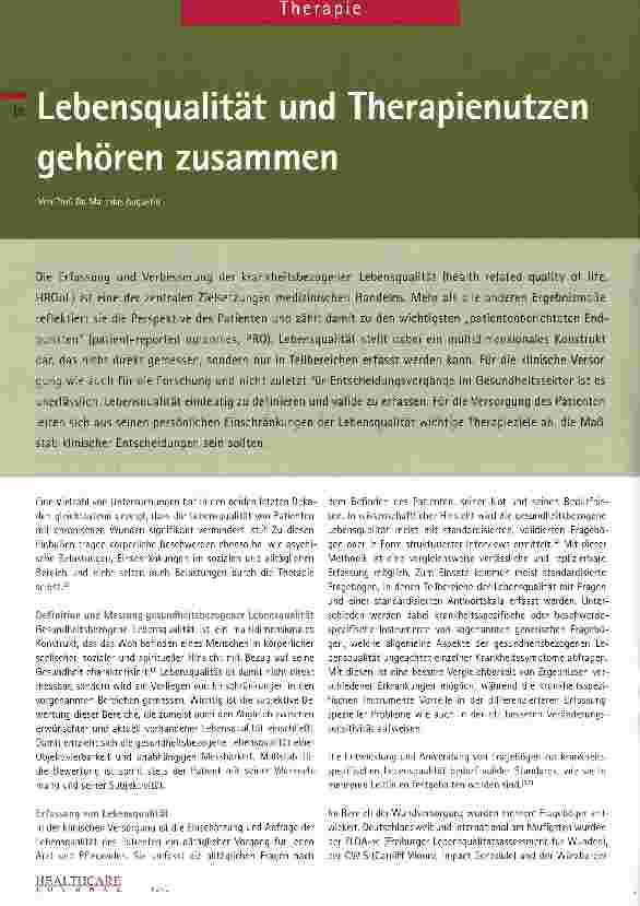 Vorschauseite 1: Lebensqualität und Therapienutzen gehören zusammen