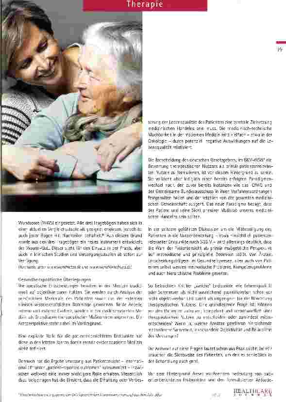Vorschauseite 2: Lebensqualität und Therapienutzen gehören zusammen