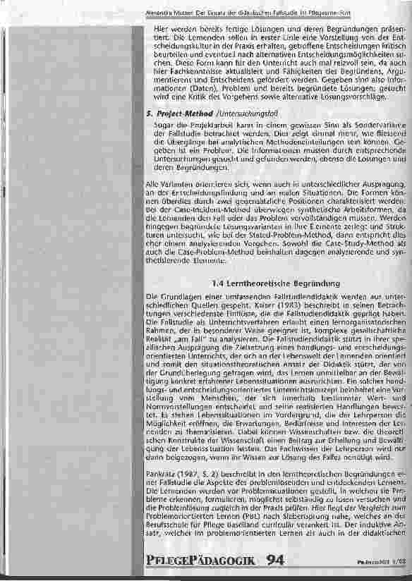 Vorschauseite 2: Der Einsatz der didaktischen Fallstudie im Pflegeunterricht Eine theoretische und praktische Bearbeitung