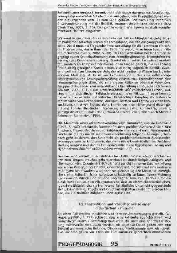 Vorschauseite 3: Der Einsatz der didaktischen Fallstudie im Pflegeunterricht Eine theoretische und praktische Bearbeitung