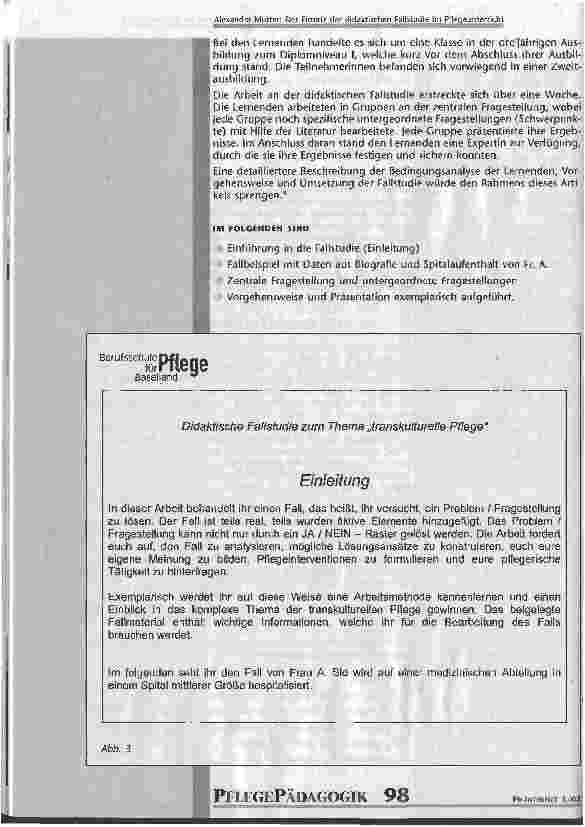 Vorschauseite 6: Der Einsatz der didaktischen Fallstudie im Pflegeunterricht Eine theoretische und praktische Bearbeitung