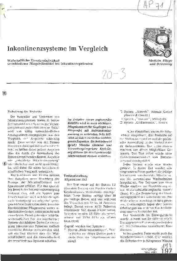 Vorschauseite 1: Inkontinenzsysteme im Vergleich