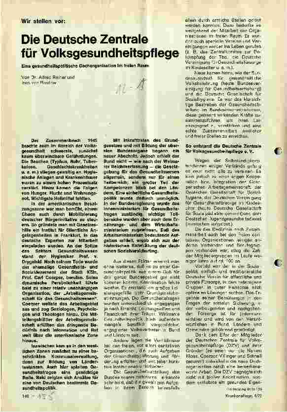 Vorschauseite 1: Die Deutsche Zentrale für Volksgesundheitspflege