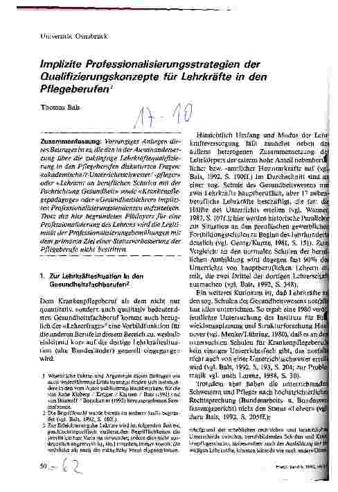 Vorschauseite 1: Implizite Professionalisierungsstrategien der Qualifizierungskonzepte für Lehrkräfte in den Pflegeberufen