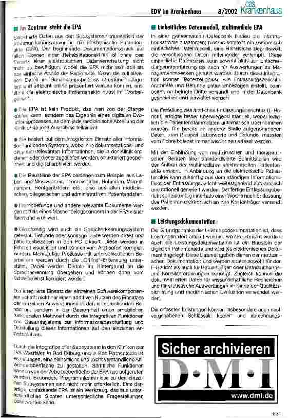 Vorschauseite 2: Systemintegration der Klinken-EDV Ein Projekt der Landesversicherungsanstalt Westfalen