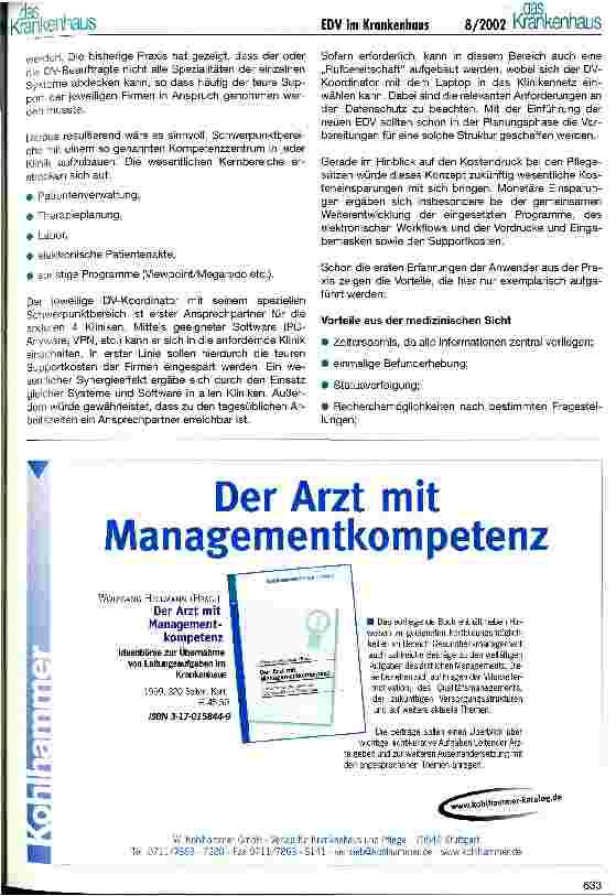 Vorschauseite 4: Systemintegration der Klinken-EDV Ein Projekt der Landesversicherungsanstalt Westfalen