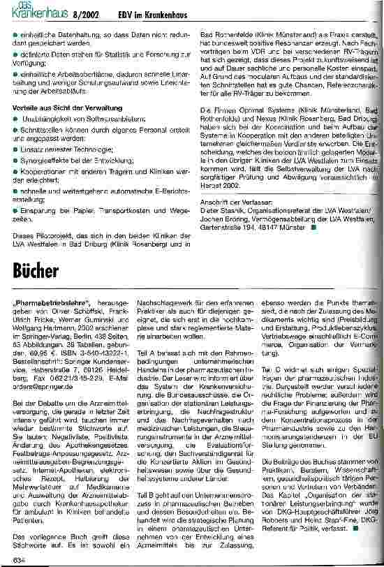 Vorschauseite 5: Systemintegration der Klinken-EDV Ein Projekt der Landesversicherungsanstalt Westfalen