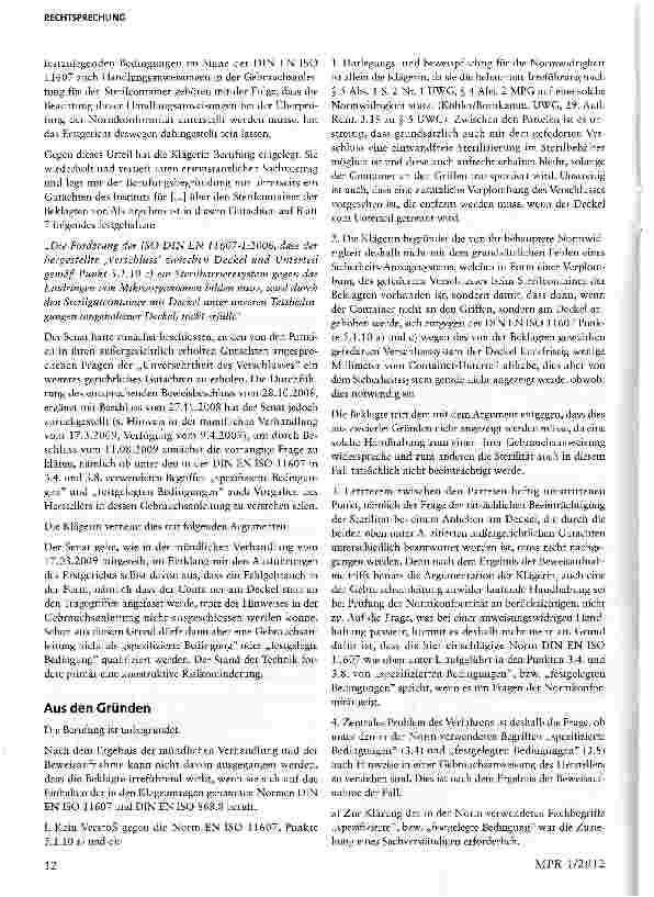 Vorschauseite 3: Werbung mit Normkonformität von Medizinprodukten Hinweis auf Handhabungsrisiken in der Gebrauchsanweisung §3 Nr. 18, §6, §7, §8 MPG