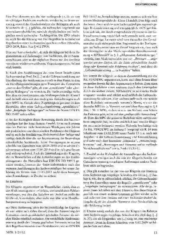 Vorschauseite 4: Werbung mit Normkonformität von Medizinprodukten Hinweis auf Handhabungsrisiken in der Gebrauchsanweisung §3 Nr. 18, §6, §7, §8 MPG