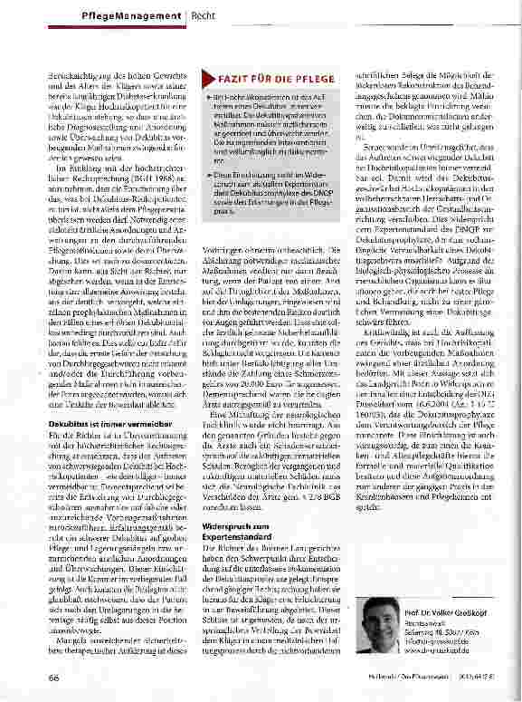 Vorschauseite 2: Schadenersatz wegen mangelnder Dekubitusprophylaxe